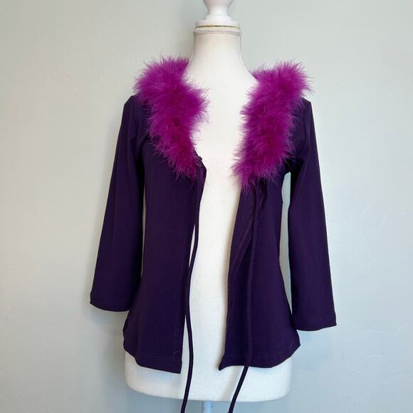 y2k fur collar cardigan - Picture 3 of 7